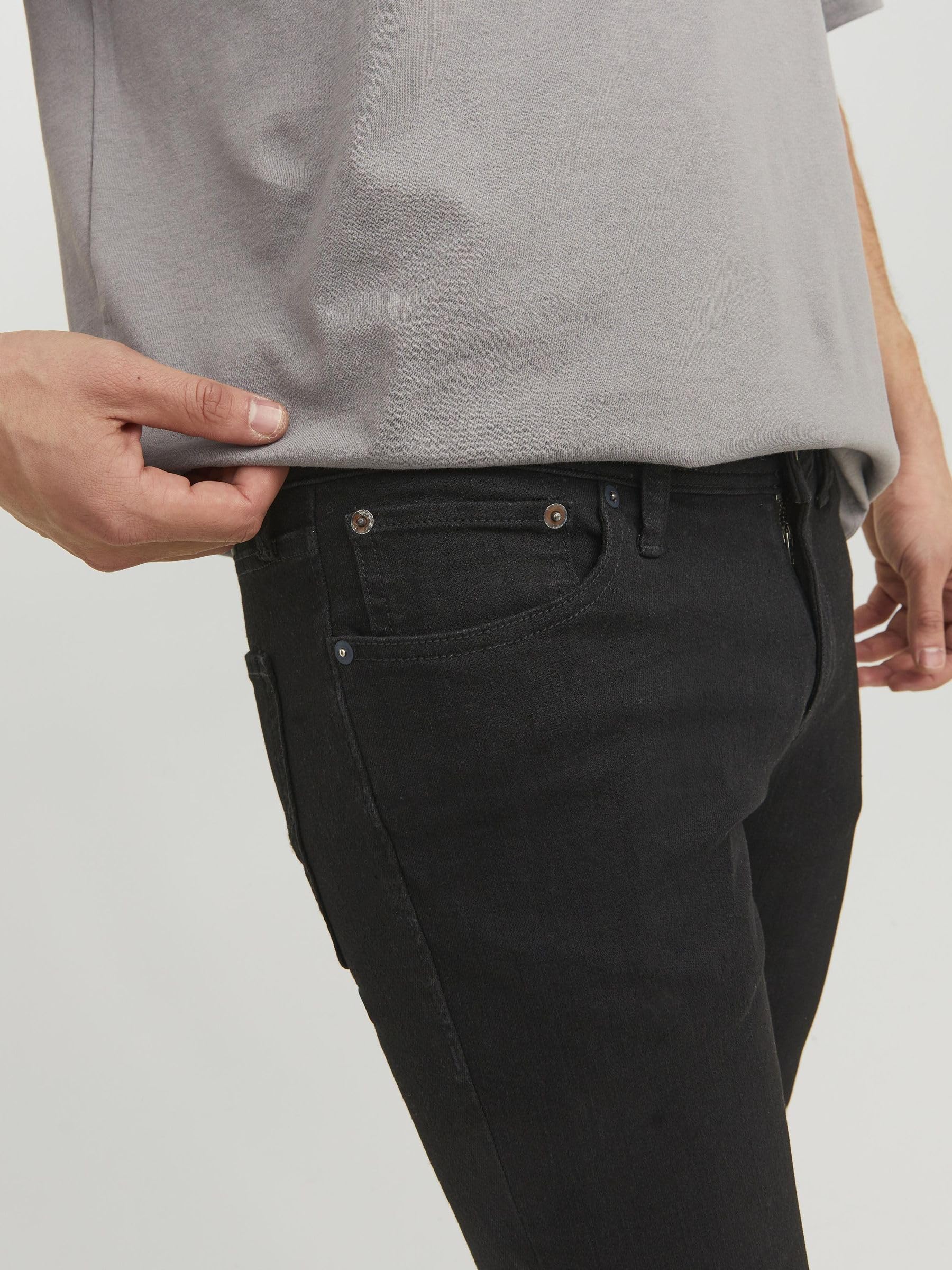 JACK & JONES Liam - Pantalones de mezclilla ajustados para hombre, tela elástica de alta preformance para todo el día, cómodos, con cremallera
