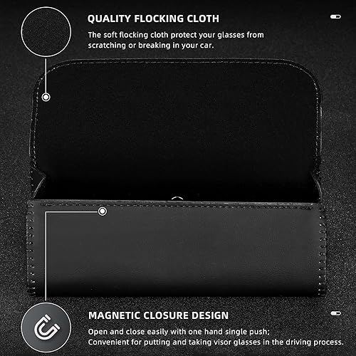 Miniatura 4 de Frienda 2 soportes para lentes de sol para visera de automóvil, organizador de visera de lentes con 2 paños de limpieza, accesorios interiores