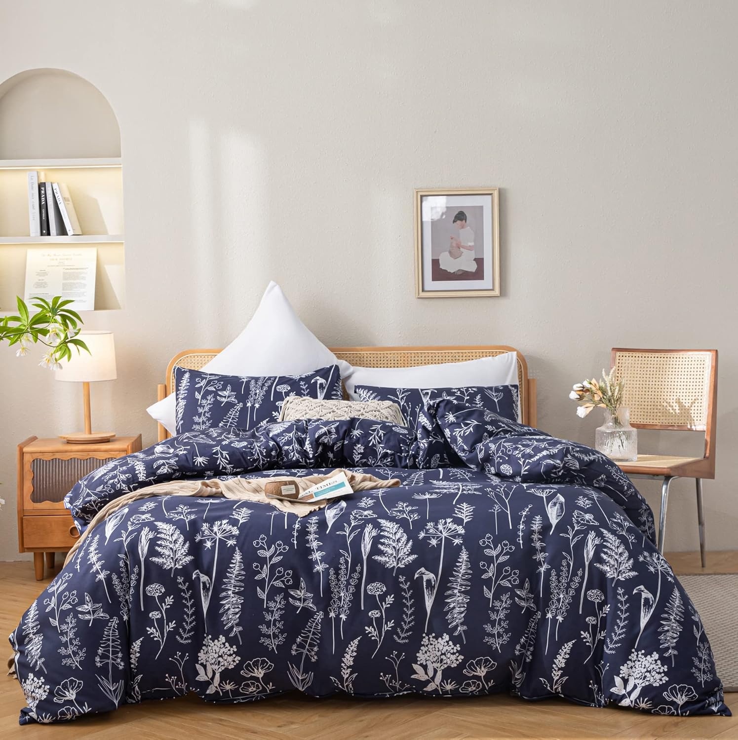 JANZAA Queen Comforter Set Floral Comforters Queen Size