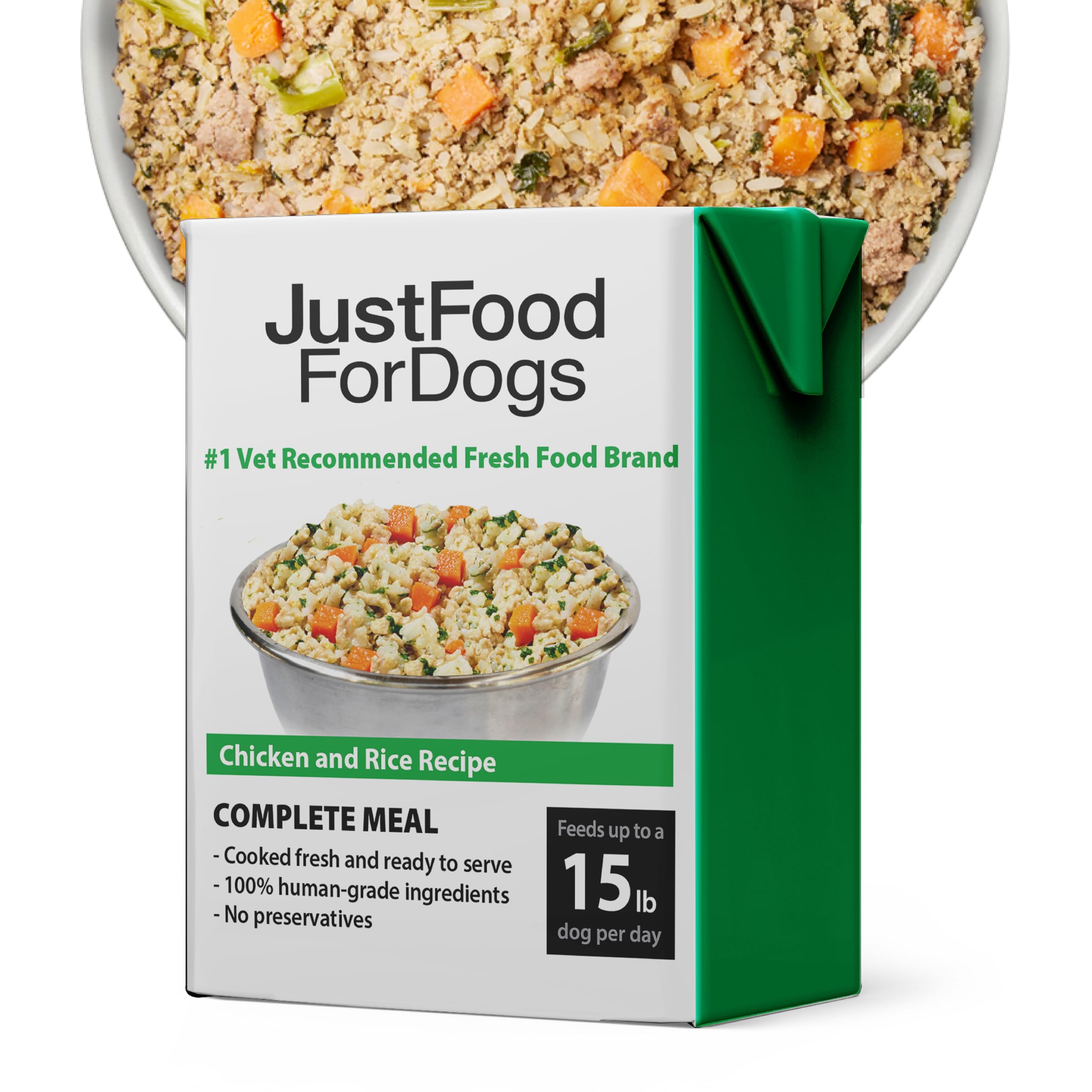 JustFoodForDogs Pantry Fresh Wet Dog Food, Complete Meal or Dog Food Topper, Chicken & White Rice Human Grade Dog Food Recipe - 12.5 oz (Pack of 12)