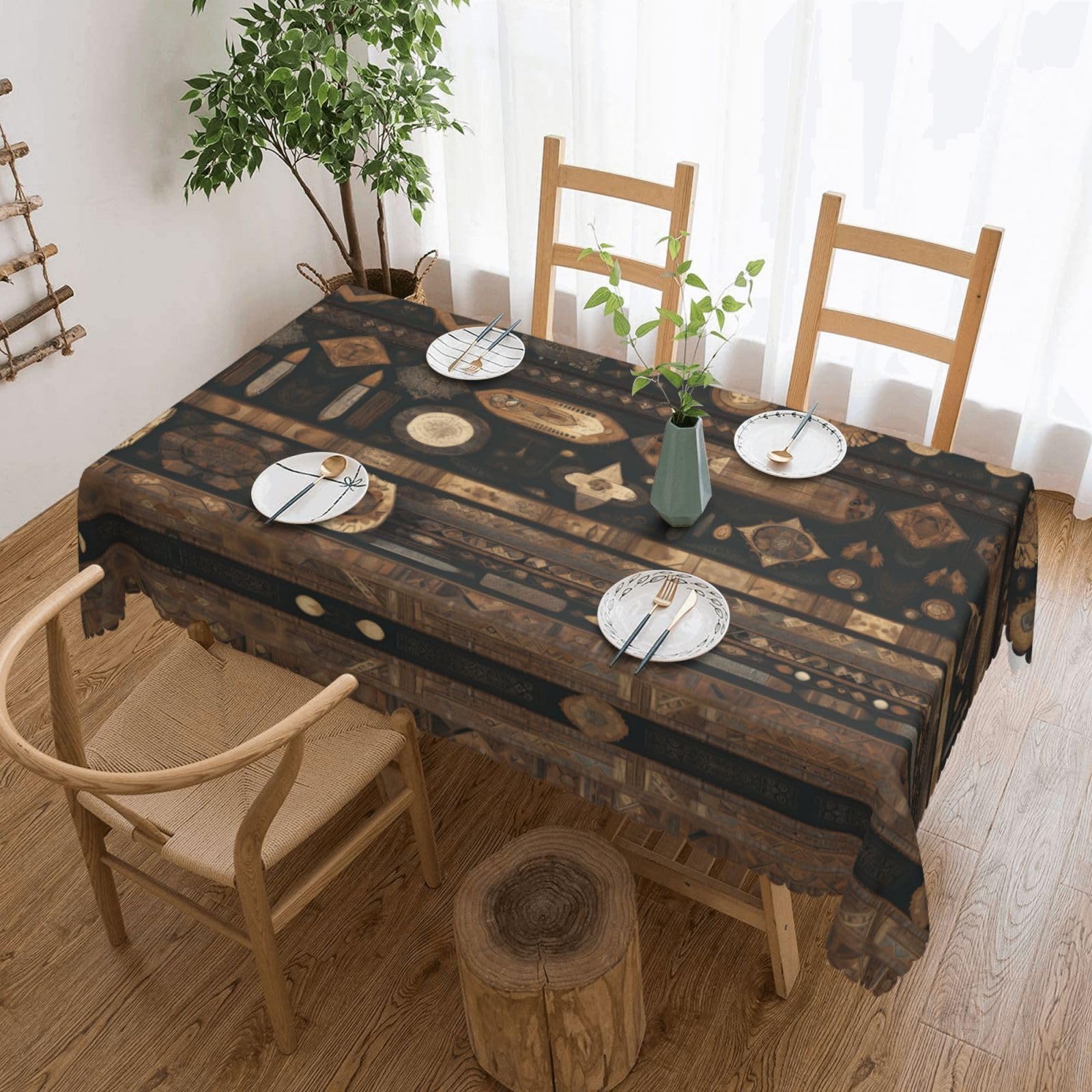 HLSBSSL Bohemian style Patterned square lace tablecloth, wrinkle-resistant and durable, suitable for dining tables, parties, etc.