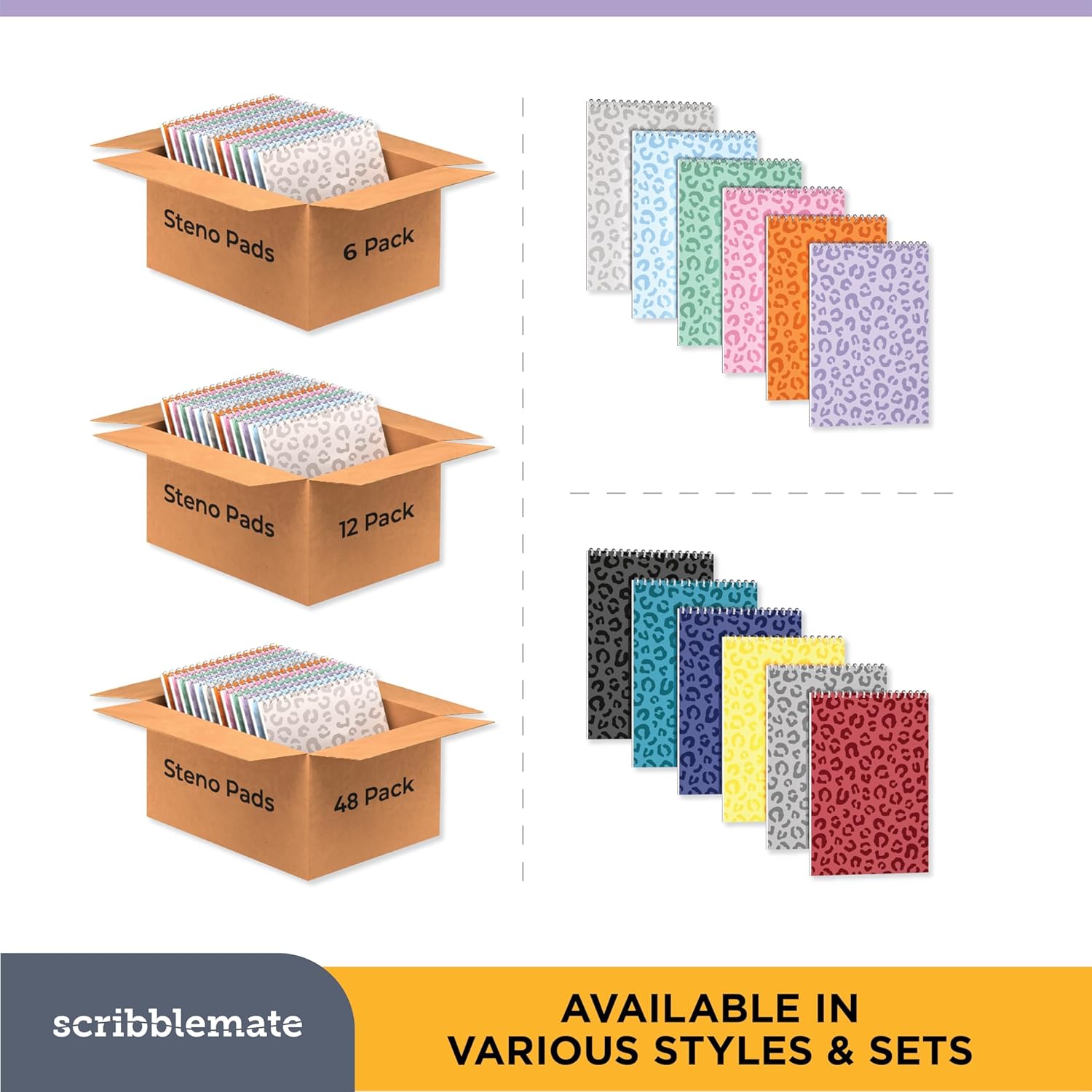 Steno Pads Spiral 6x9 Assorted Colors Notebooks for Work, 80 Sheets Top Spiral Notepad Stenographer Steno Books (12 Pack, Soft Colors)