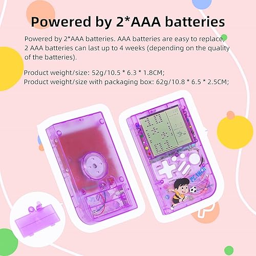 Miniatura 8 de CZT Máquina de juego de bloques transparentes, 23 juegos integrados, consola de juegos retro para niños, dispositivo de juego para estudiantes,