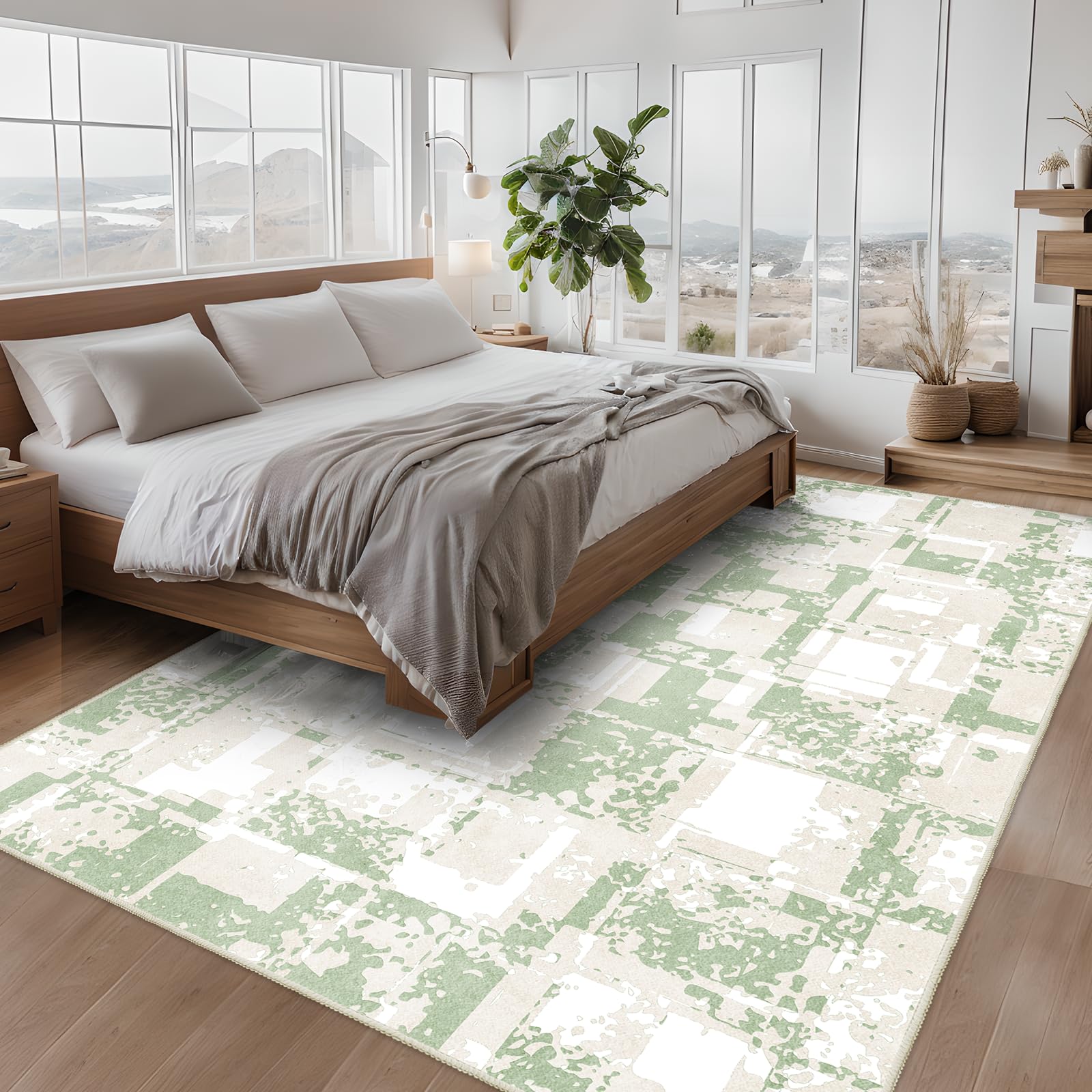 Vamcheer Alfombra Salon Modernas Lavable - Alfombras de Salon Pelo Corto Grande Alfombras de área Alfombra Sala Suave Antideslizante para Habitacion Dormitorio Comedor 200x300 Verde