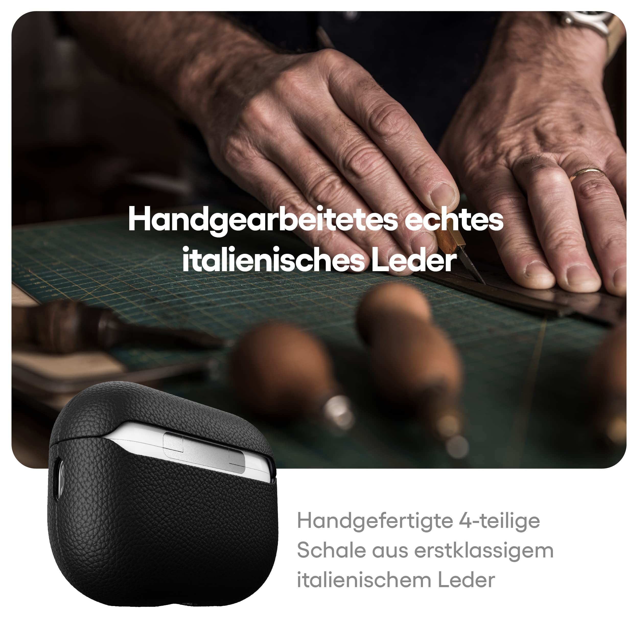 KeyBudz Artisan, skórzane etui ładujące do Apple AirPods Pro 2, czarne