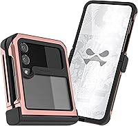 Vista 104 de Ghostek Atomic - Funda delgada para Galaxy Z Flip 4, parte trasera de aramida con parachoques de aluminio rojo, funda protectora de doble capa a