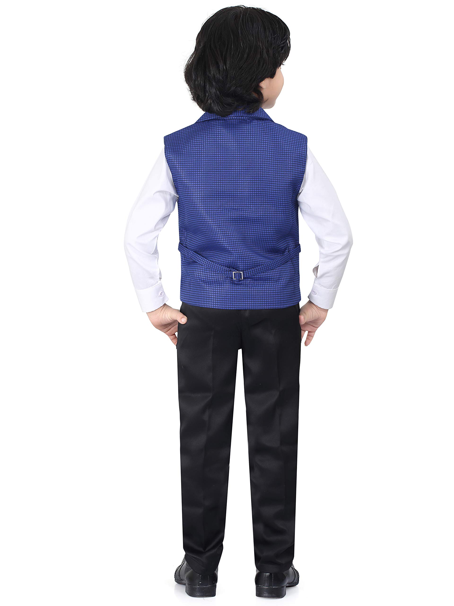 Jeetethnics Boys Blue Checked Waistcoat Set with Shirt and Trousers (6023K) 1