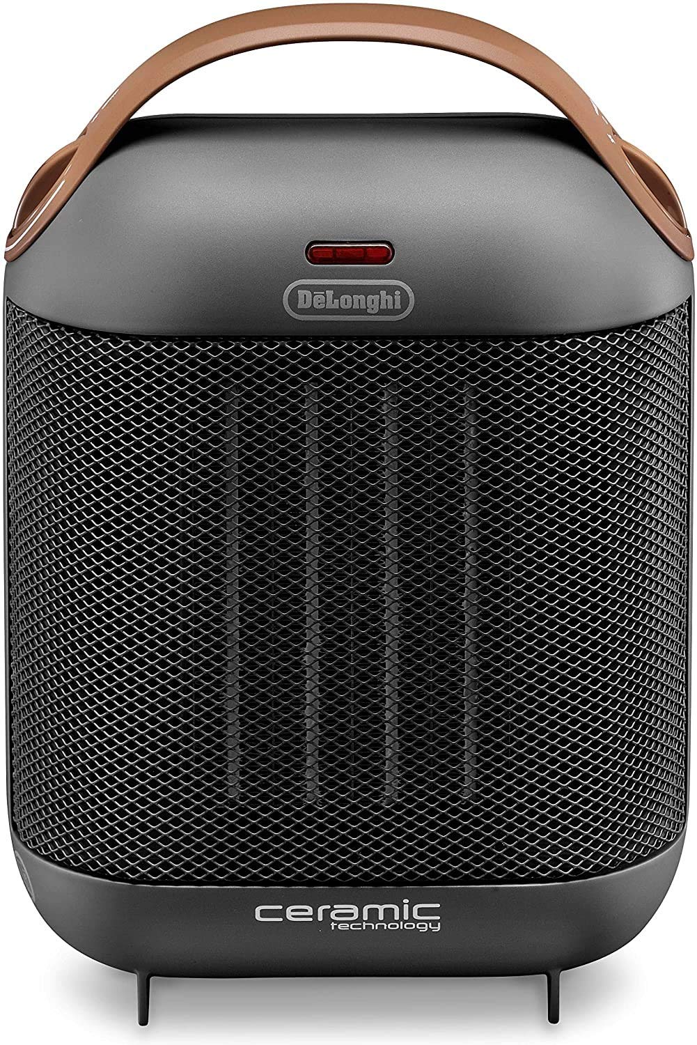 DeLonghi Radiateur céramique HFX30C18.AG | Chauffage mobile pour un apport de chaleur rapide et sélectif | 2 niveaux de puissance | Fonction antigel | Puissance 1 800 W, Gris (Anthracite)