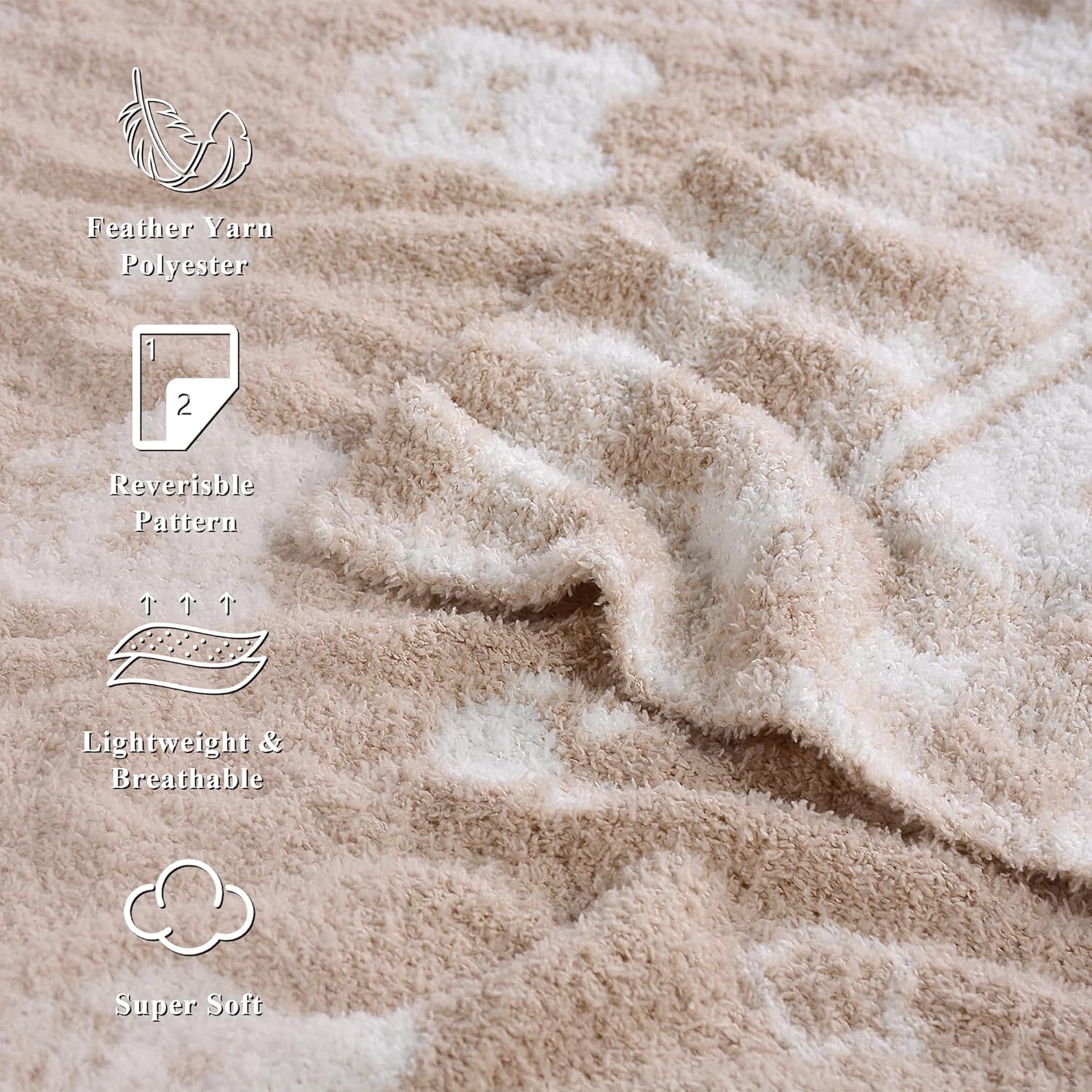 Beige Bear Baby Blanket – Knitted Teddy Design Throw for Baby Boys & Girls, Nursery Essentials & Shower Gifts – Soft & Warm, 30x40 Inch - Image 4