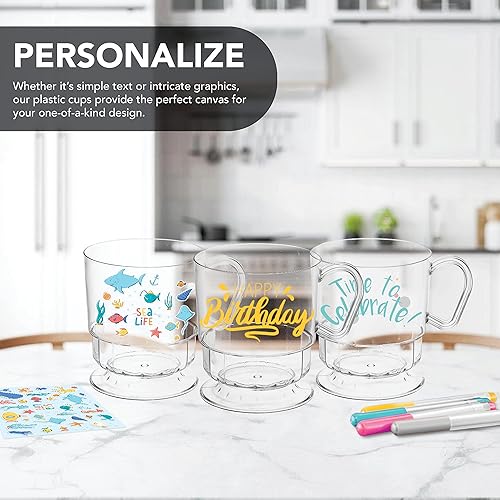 Miniatura 3 de Party Essentials Elegance Taza de café de plástico duro, Capacidad de 8 onzas, Negro, (caja de 240), Transparente, 240