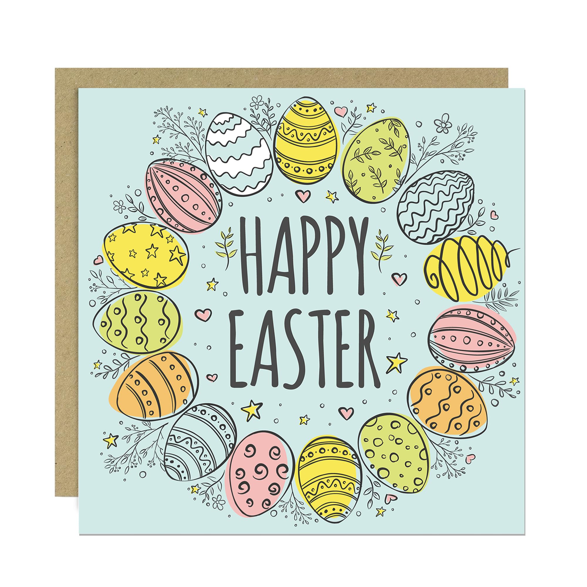RED OCEAN Happy Easter Card, Cute Easter Card, With Kraft Envelope, Egg, Egg Design, For, For Family, Friends, Him Her