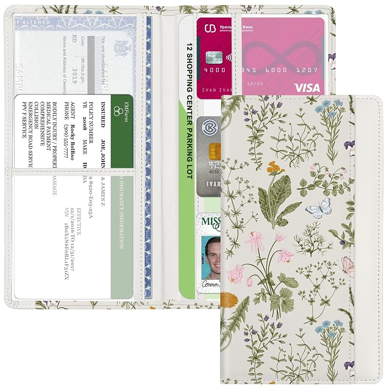 Porta-Documentos Automotivo Floral-Retro YeeCASE para Registro e Seguro