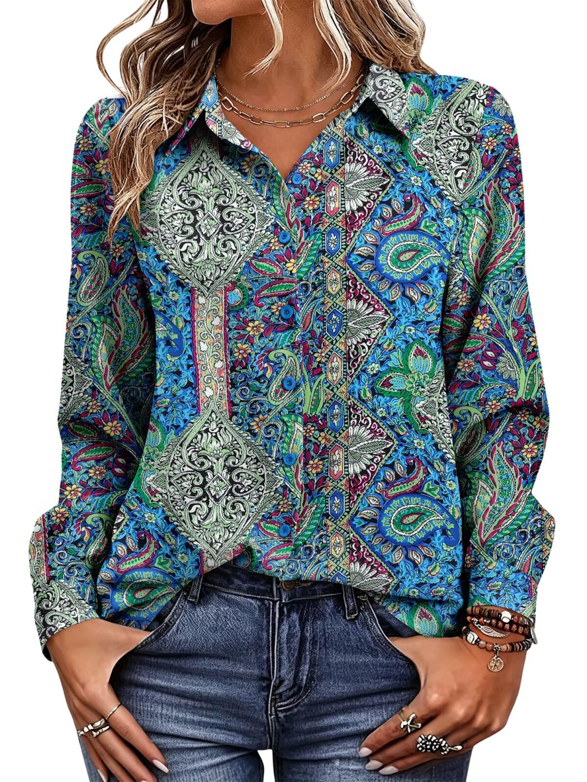 Magritta Women's Shirts Fashion Long Sleeve Tops Button Down Blouses