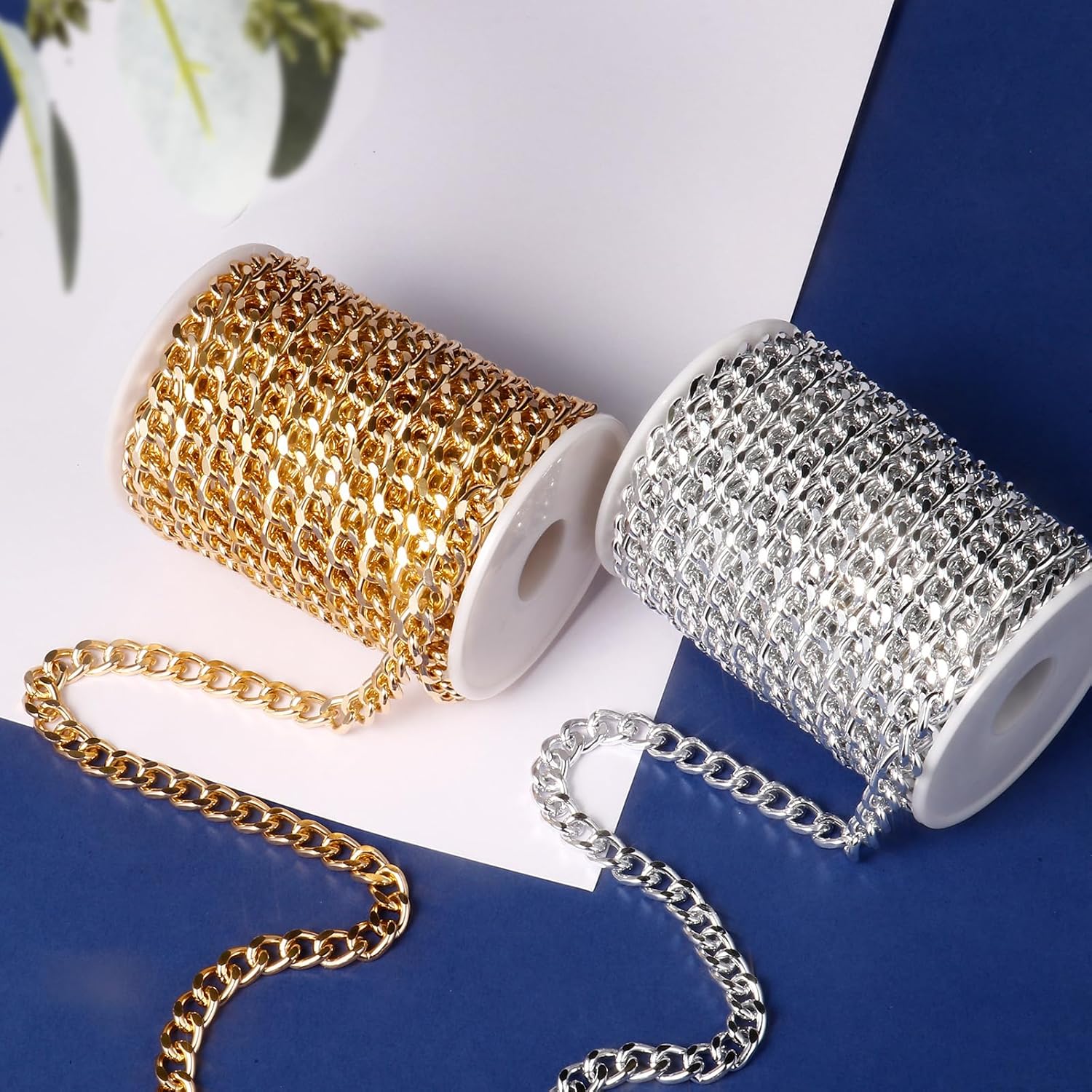 [33ft] Gold Chain for Jewelry Making, 8.3mm Wide Gold Aluminum Curb Link Chain Roll Bulk for DIY Jewelry Making Craft - Image 6