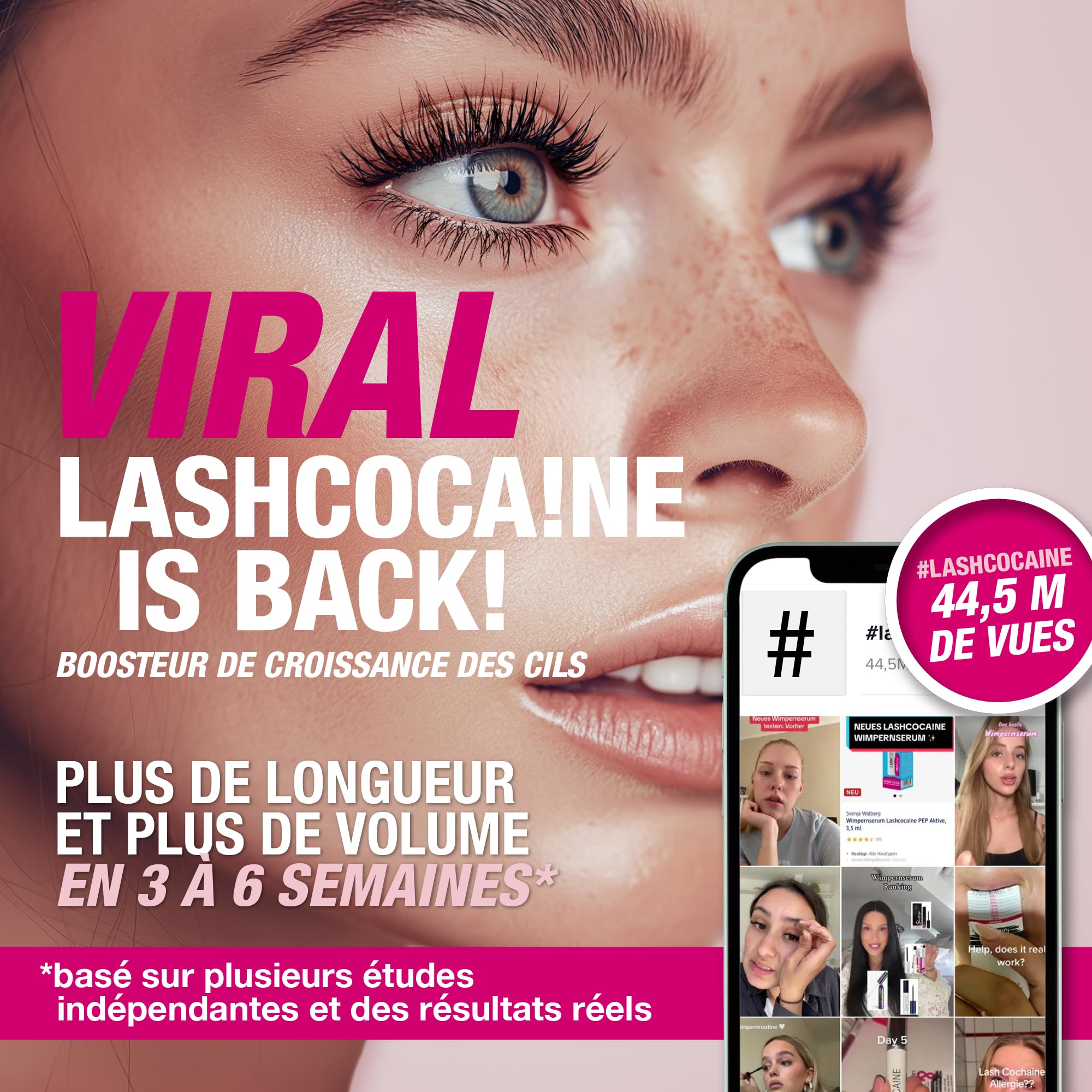 LASHCOCA!NE® Sérum professionnel pour des cils plus longs et fournis | Sérum végétalien de Svenja Walberg pour la croissance des cils I Booster pour une extension rapide des cils