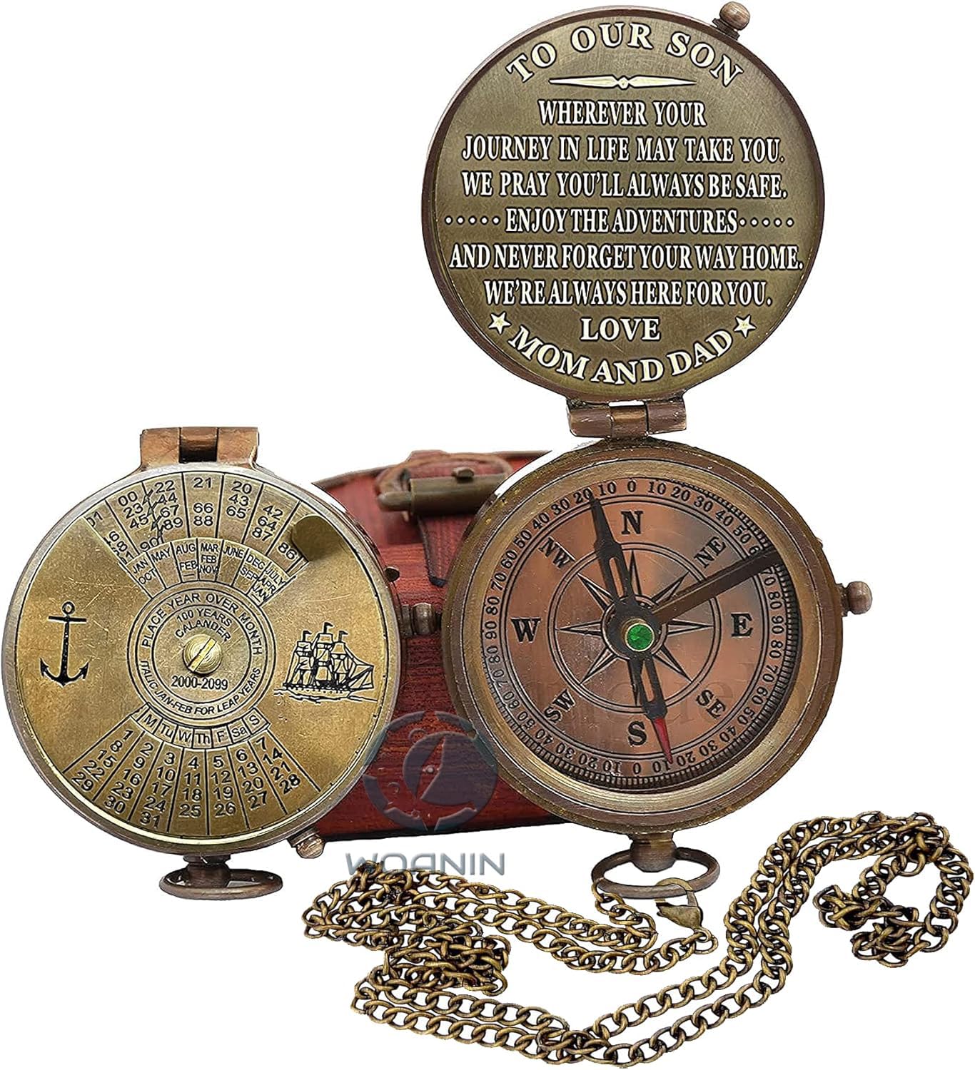 Bussola personalizzata per figlio, regalo per nostro figlio/bussola per calendario 100 anni, regalo personalizzato per figlio/regalo per nostro figlio/regalo per figlio (nostro figlio, mamma e papà)