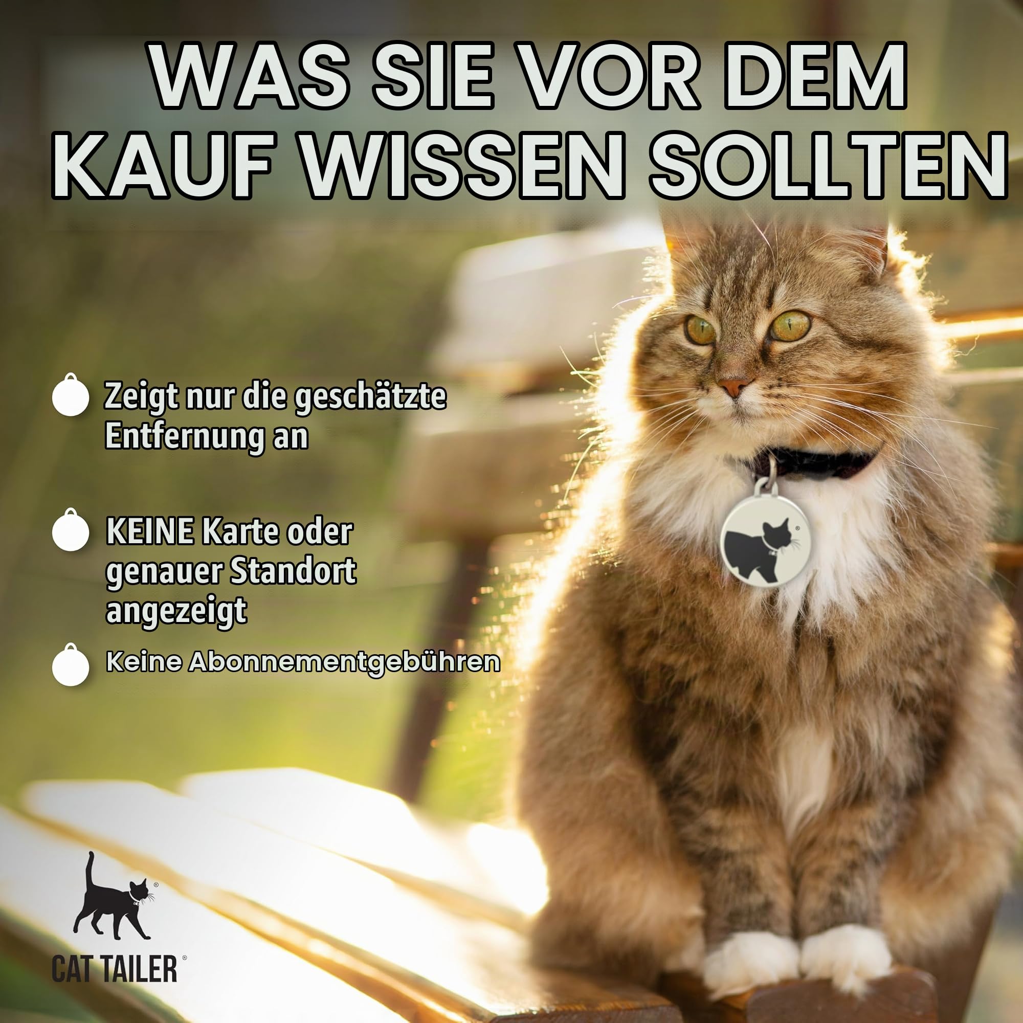 Katzen-Tracker – kleines und leichtes wasserdichtes Bluetooth-Halsband für Haustiere, 100 m Reichweite, austauschbare 6 Monate Akkulaufzeit, kompatibel mit Android/Apple iOS