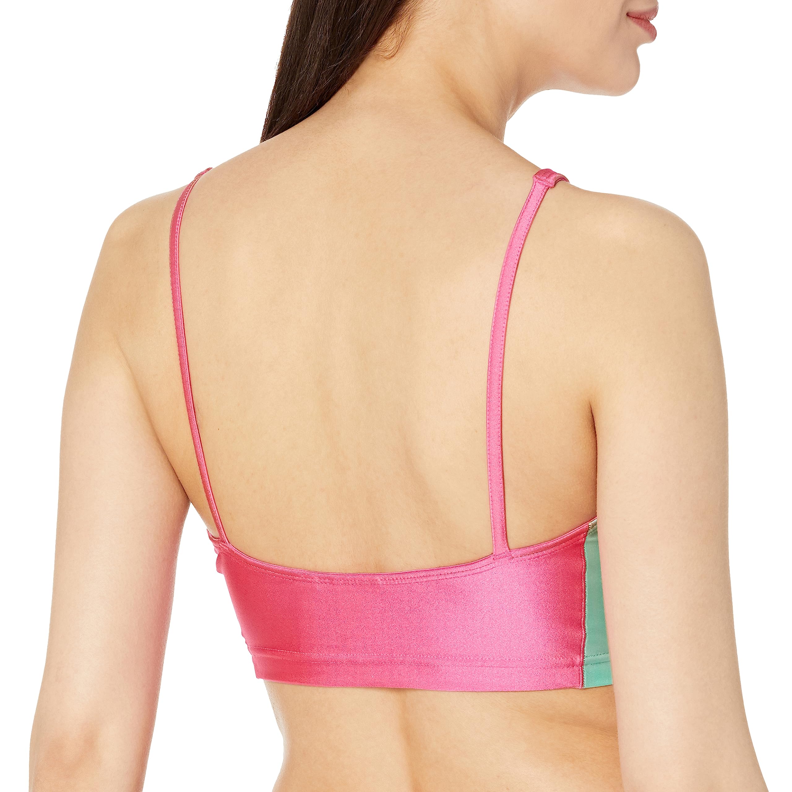 adidas Originals Women's High Shine Halter Crop Top, Pulse Magenta/Easy Green, X-Large