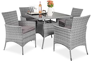 Best Choice Products 5-Piece Outdoor Dining Set Round for Patio, Backyard