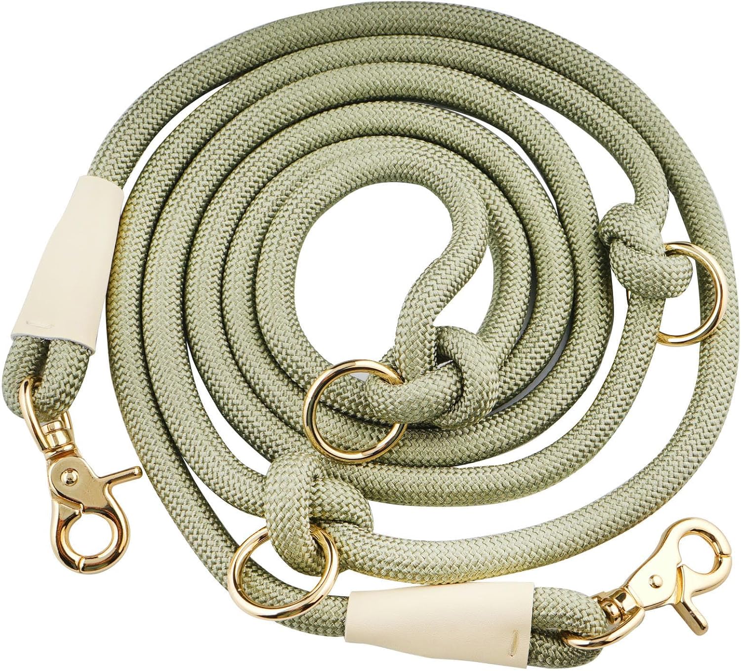 Multifunctional 8.5 ft Nylon Rope Hands Free Dog Leash for Running Small Medium Large Dogs, Waist Leash for Dog Walking, Adjustable Crossbody Over Shoulder Lead (Army Green, 8.5FT x 10MM)