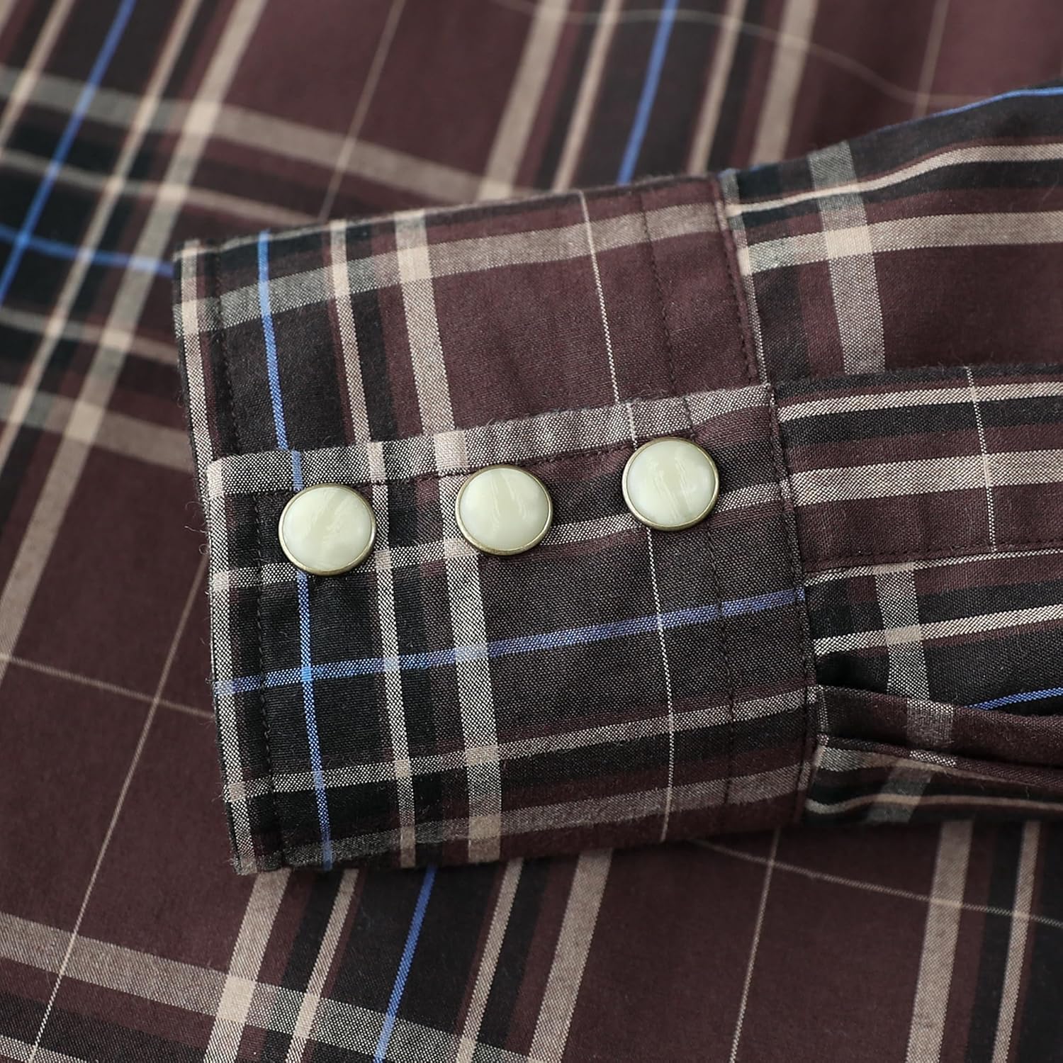 Dubinik® Pearl Snap Shirts for Men Long Sleeve Lightweight Casual Western Plaid Cowboy Cotton Vintage Work Shirt - Image 5