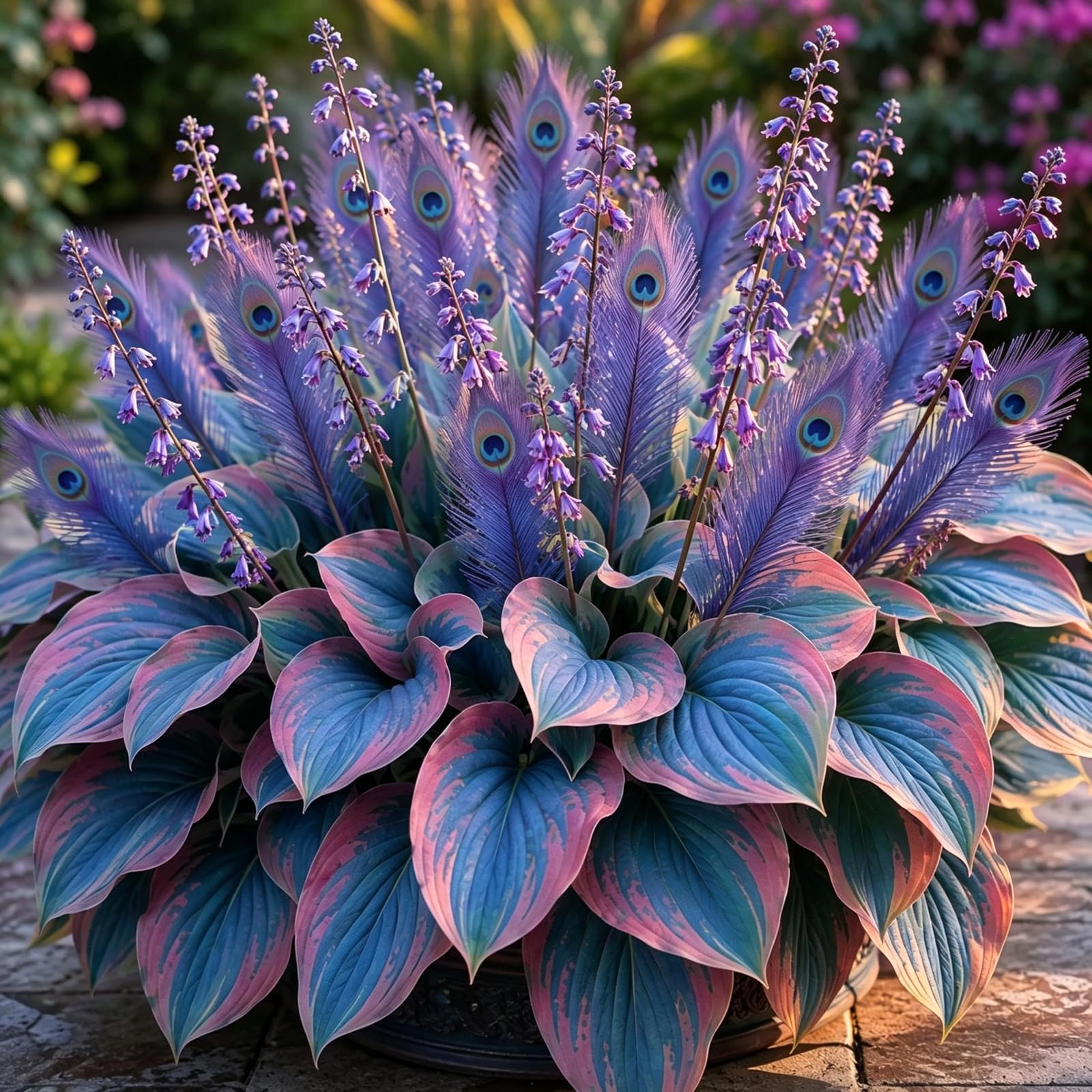 Brilliant Peacock Flame Hosta-for UK,Potted-Plants,Hosta Plants for Garden,Excellent Display-1000Count-A