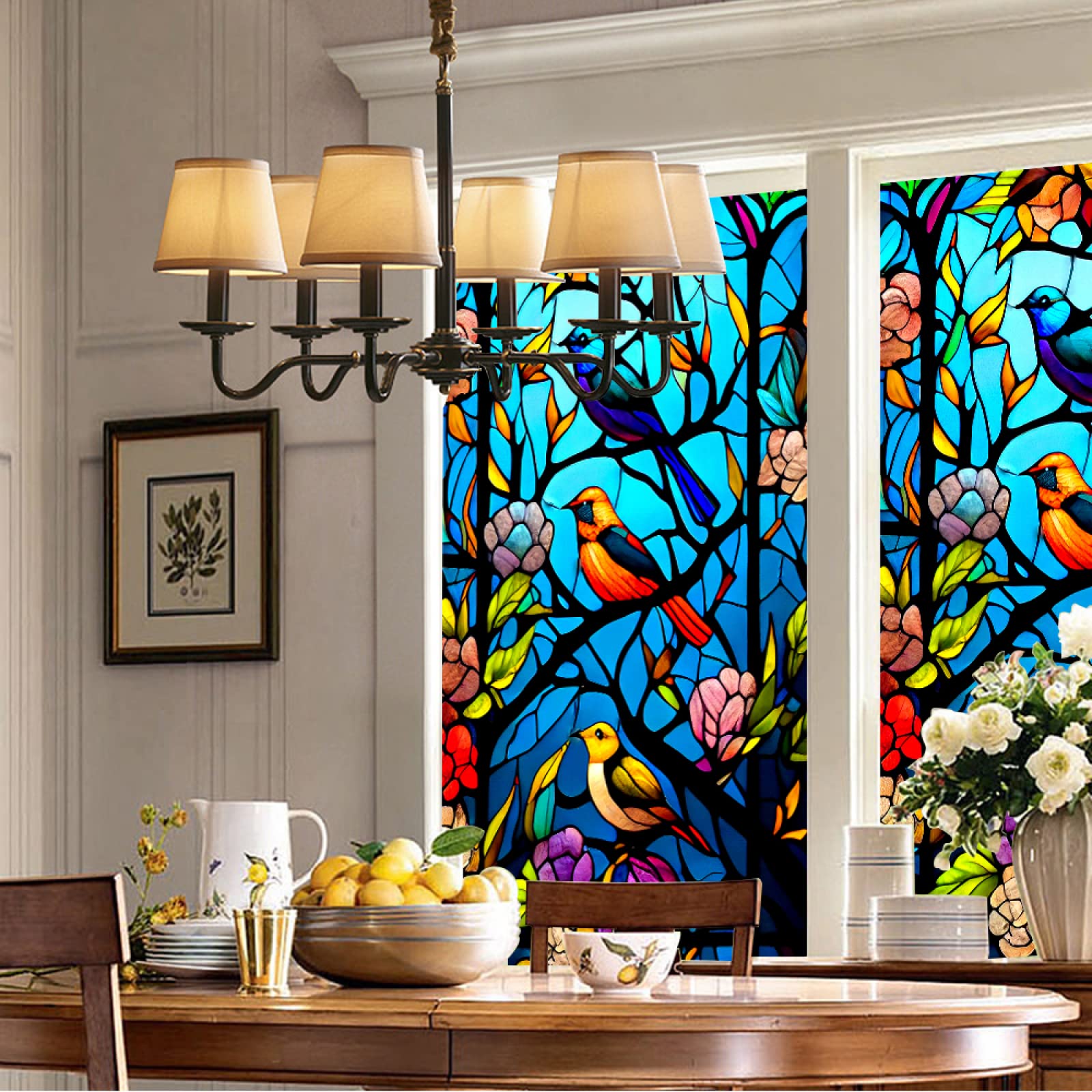 Pellicola per finestra privacy non adesiva per pittura a uccelli K decorativa glassata statica adesiva per finestre per casa e ufficio 42 x 100 cm