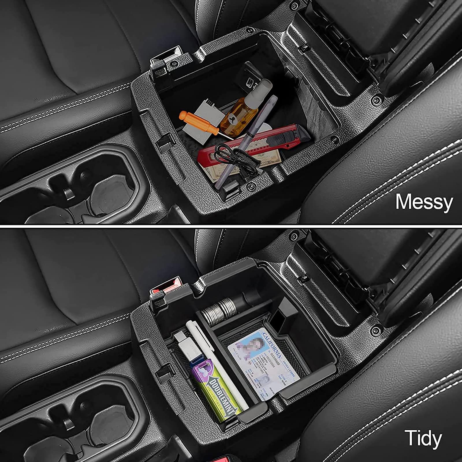 Center Console Organizer Tray Compatible with Jeep Wrangler JL 2018