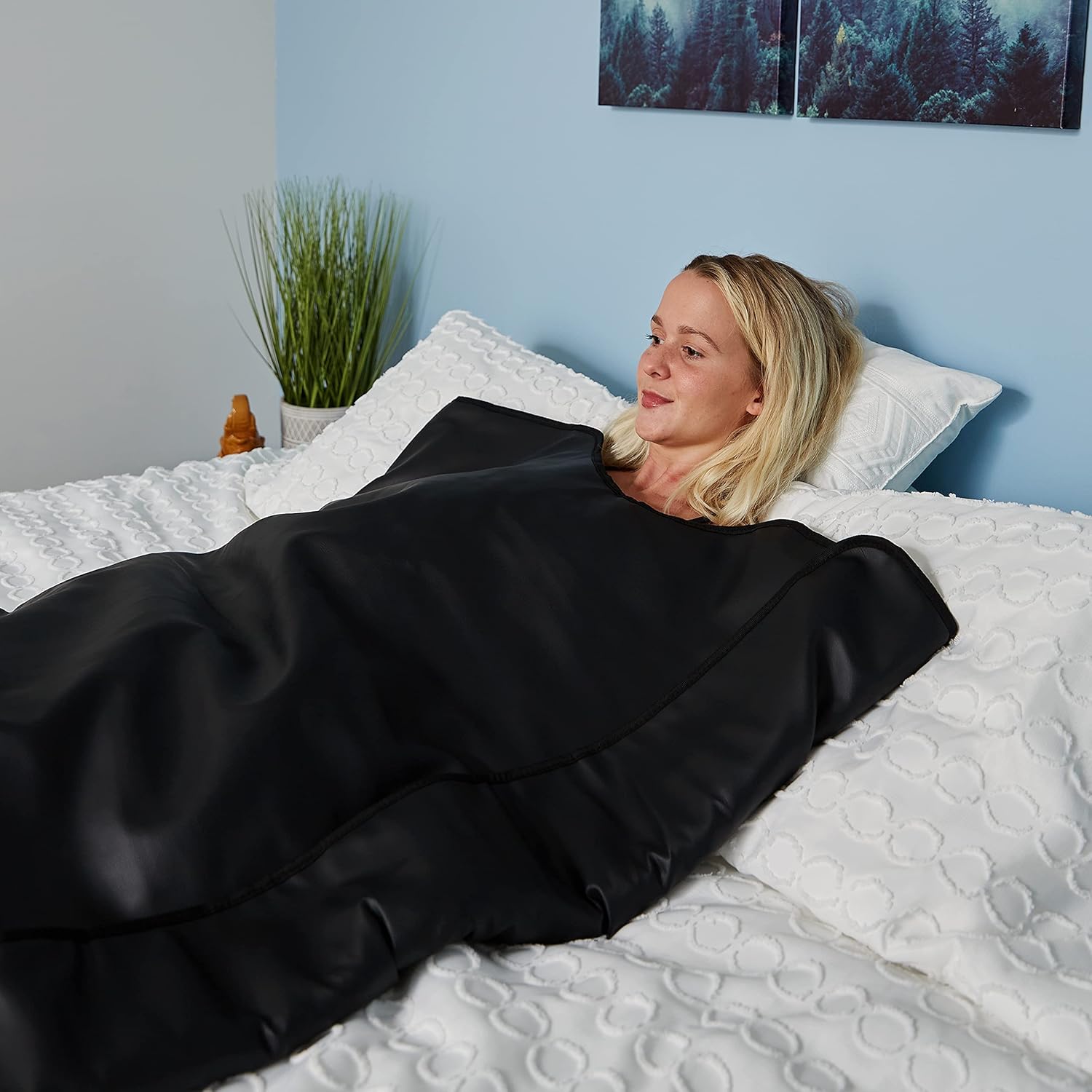 miravida infrared sauna blanket - includes 25 plastic body wraps - 3 adjustable far infrared heat zones - detox, joint pain, shaping & increased circulation