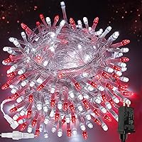Vista 33 de Guirnalda de luces de Navidad conectables de color blanco cálido a blanco frío, 200 luces LED de 66 pies para interiores y exteriores, impermeables