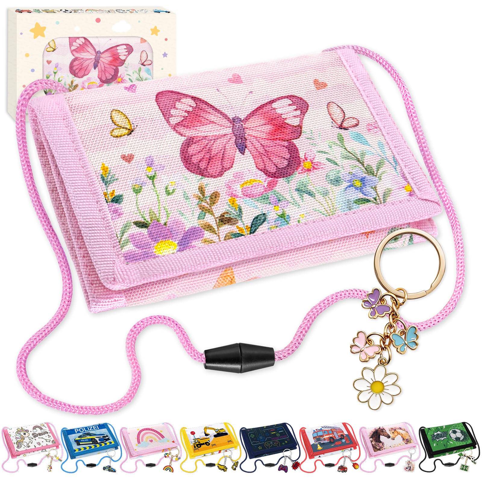 WAMIOKAGRO Schultüte Mädchen, Brustbeutel Kinder Geldbeutel Kinder, Einschulung Mädchen Geschenk, Schultüte Füllung, Portmonee zum Umhängen, Schulkind 2026 Schulanfang Geschenk