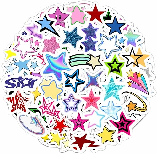 100 calcomanías de estrella Y2K  Calcomanías y calcomanías de estrellas pequeñas, calcomanías Y2K  Calcomanías de estrella doradas, plateadas,