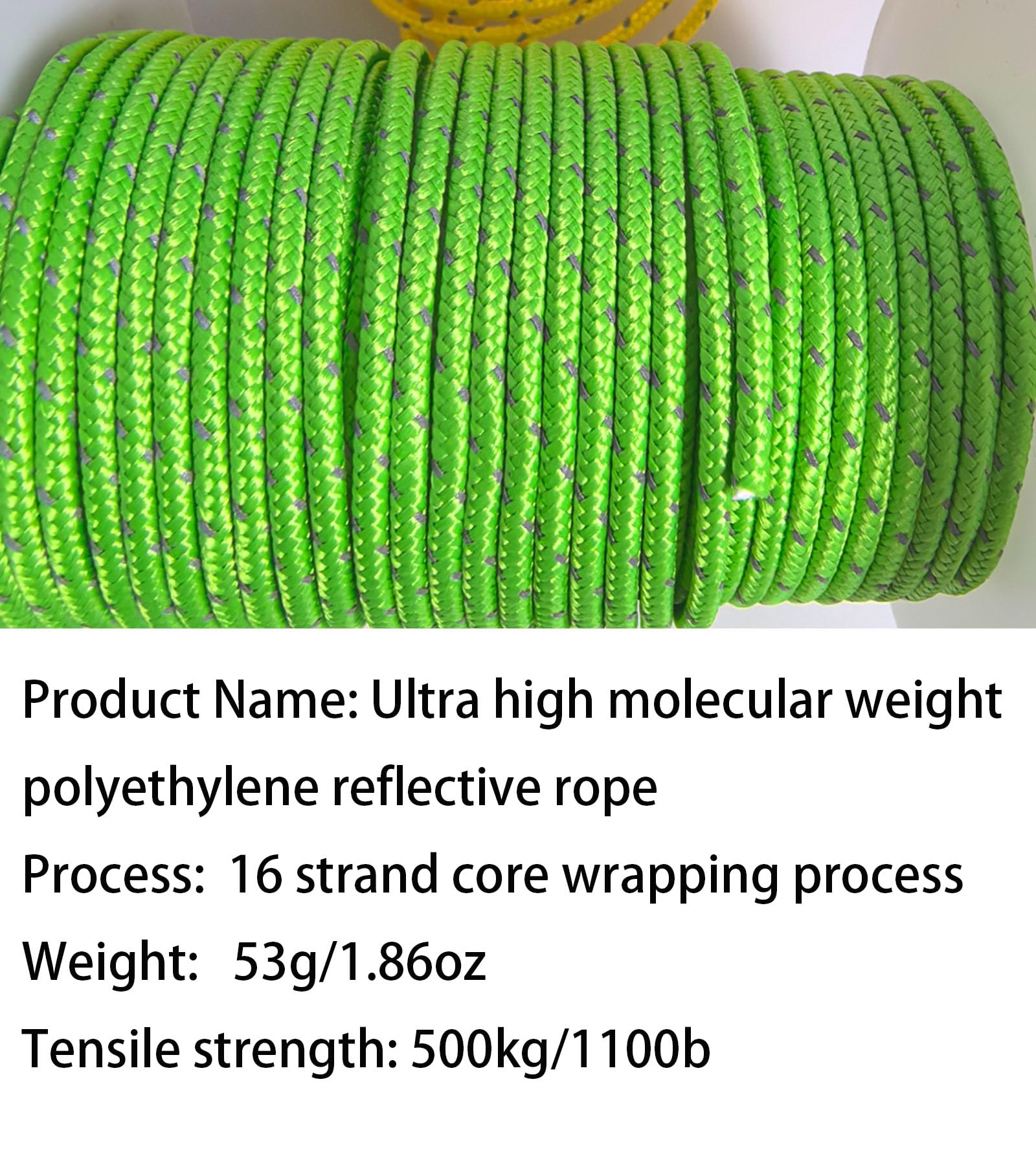 Corda riflettente Dyneema 2 mm 400 kg 19,8 m verde