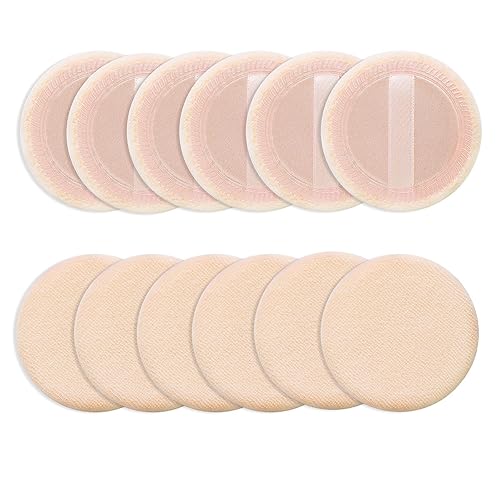 Vista 54 de Sibba Powder Puff 2 almohadillas de algodón para maquillaje facial cosmético con cinta para suelto y base, redondo, blanco, seco, adecuado