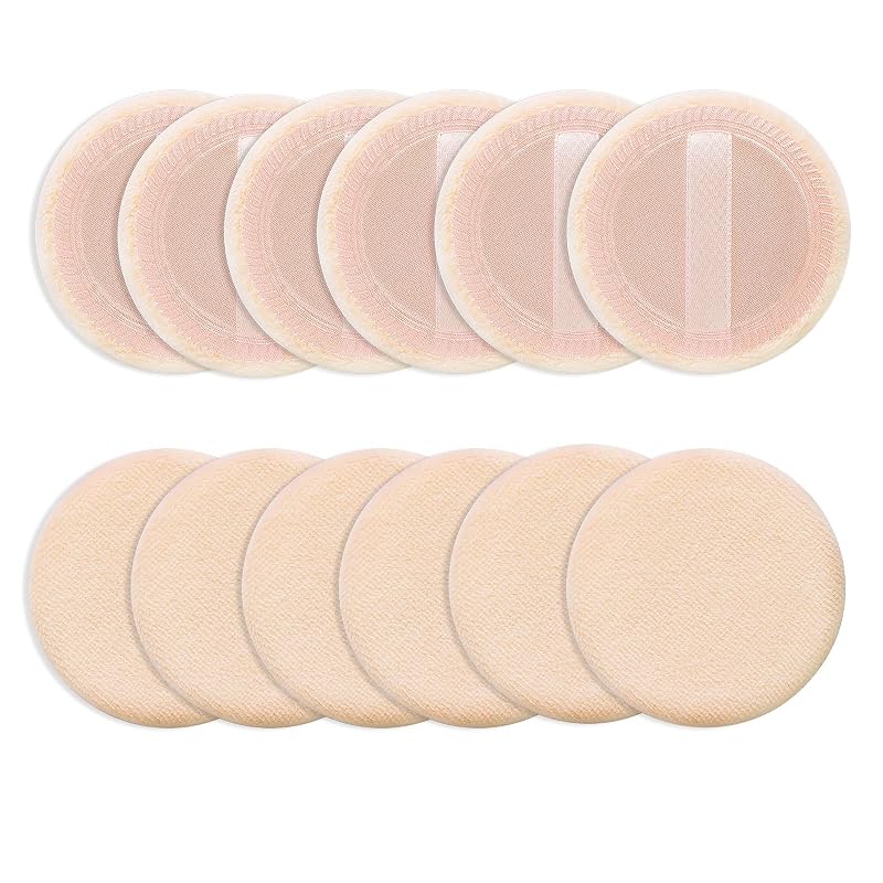 Sibba Esponjas Redondas de Veludo para Maquiagem, 6 cm, Cor da Pele, Pacote com 12
