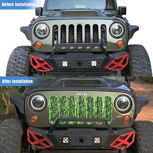 Miniatura 2 de Para Jeep Wrangler JK Parrilla Inserts, cubierta de rejilla frontal de malla protectora con clip para Jeep Wrangler JK JKU Unlimited Sport Freedom