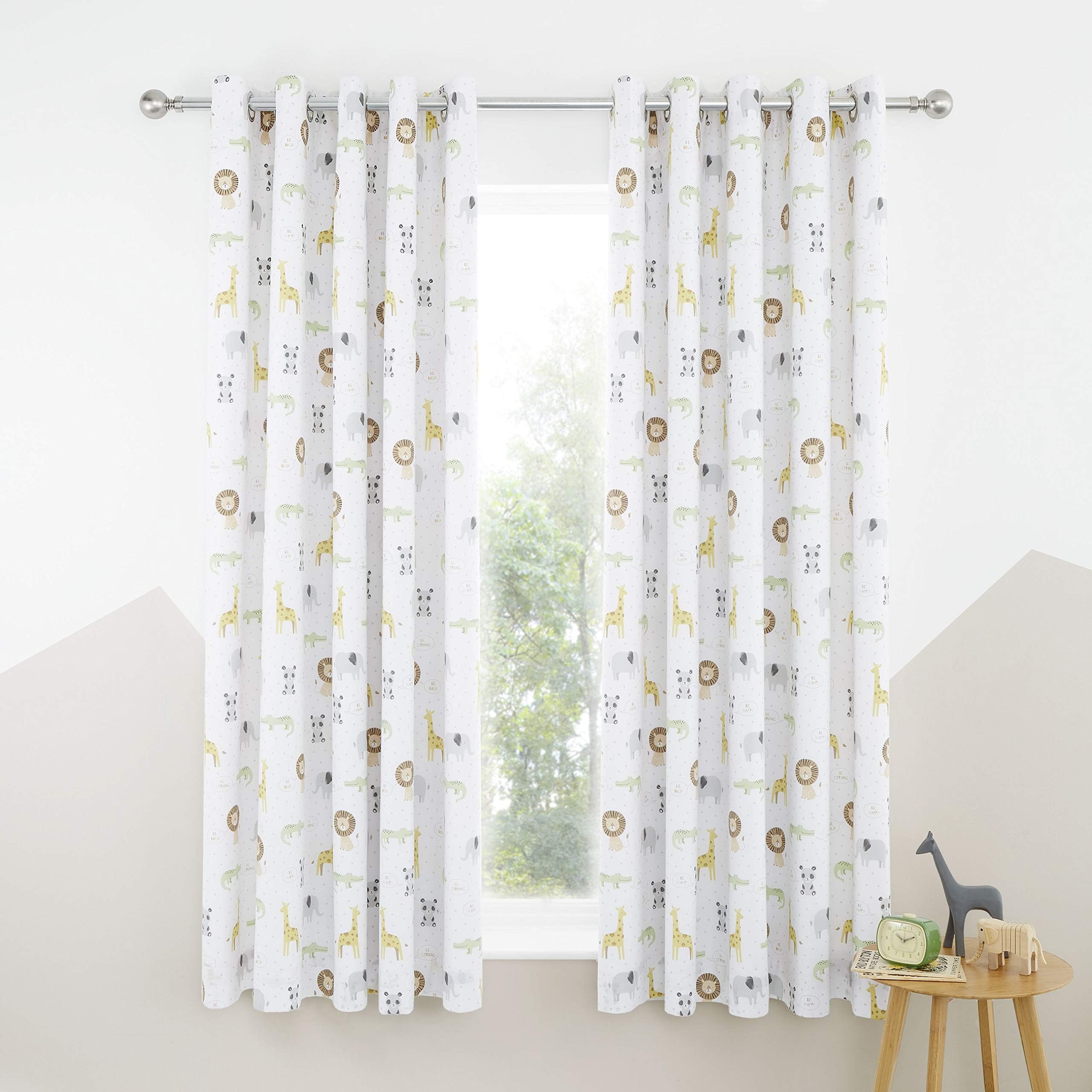 Catherine LansfieldKids Roarsome Animals Blackout Eyelet Curtains 66X72 Inch Natural