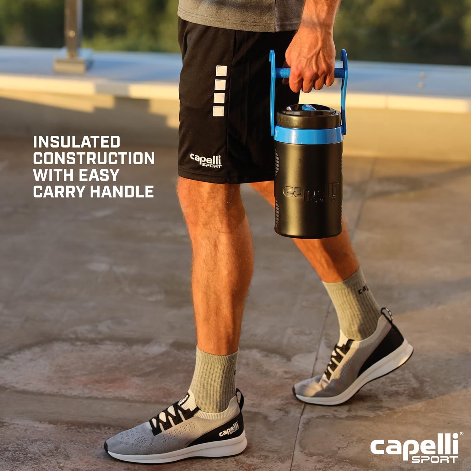 Capelli Sport Water Bottle Jug, Insulated Half Gallon Sports Water Jug with Carry Handle, Black, 64 oz : Everything Else