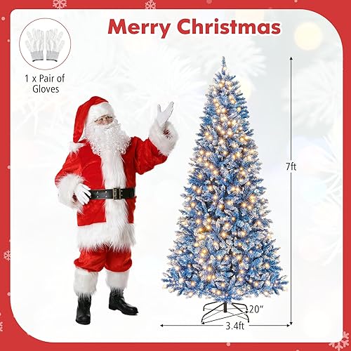 Miniatura 70 de GOFLAME Árbol de Navidad artificial preiluminado de 8 pies con luces LED blancas cálidas y conos de pino, decoración navideña para el hogar