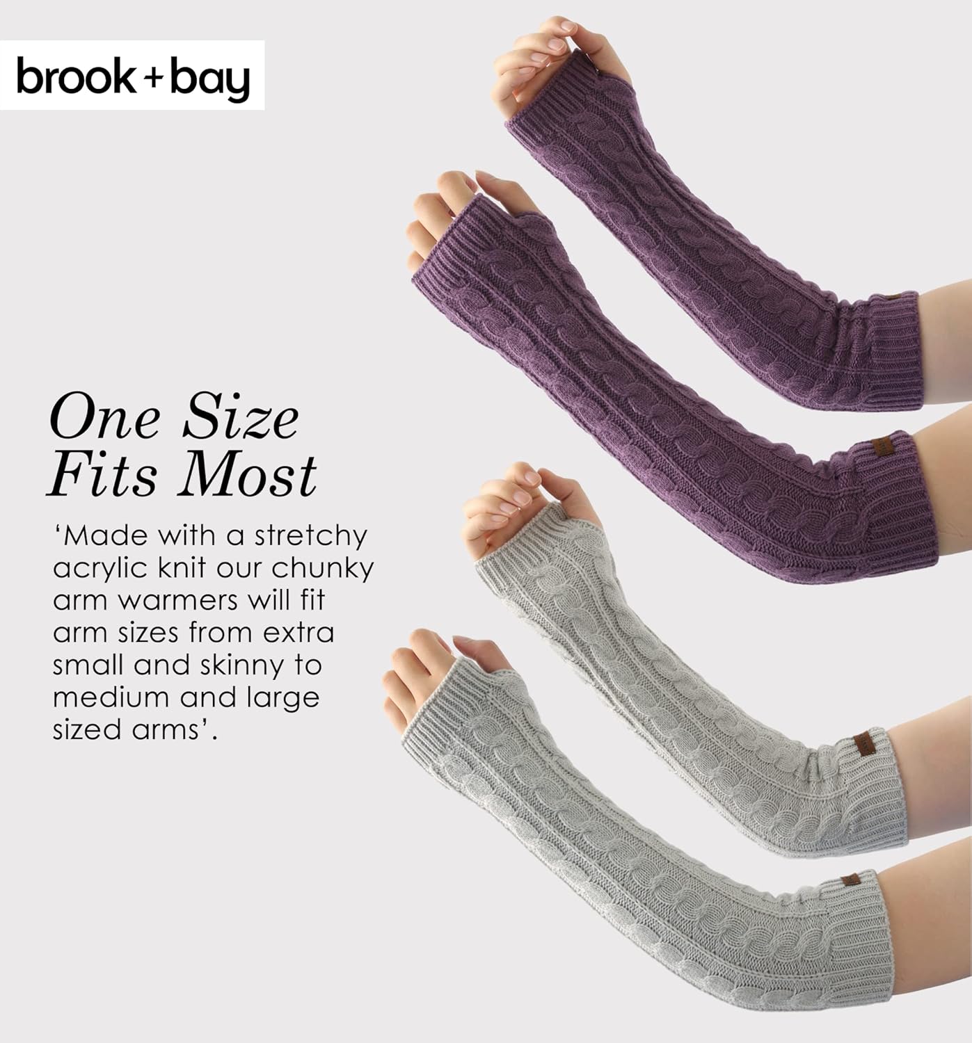 Brook + Bay Knit Arm Warmers for Women - Winter Fingerless Arm Warmers & Wrist Warmer w/Thumbhole - Long Fingerless Gloves - Image 6