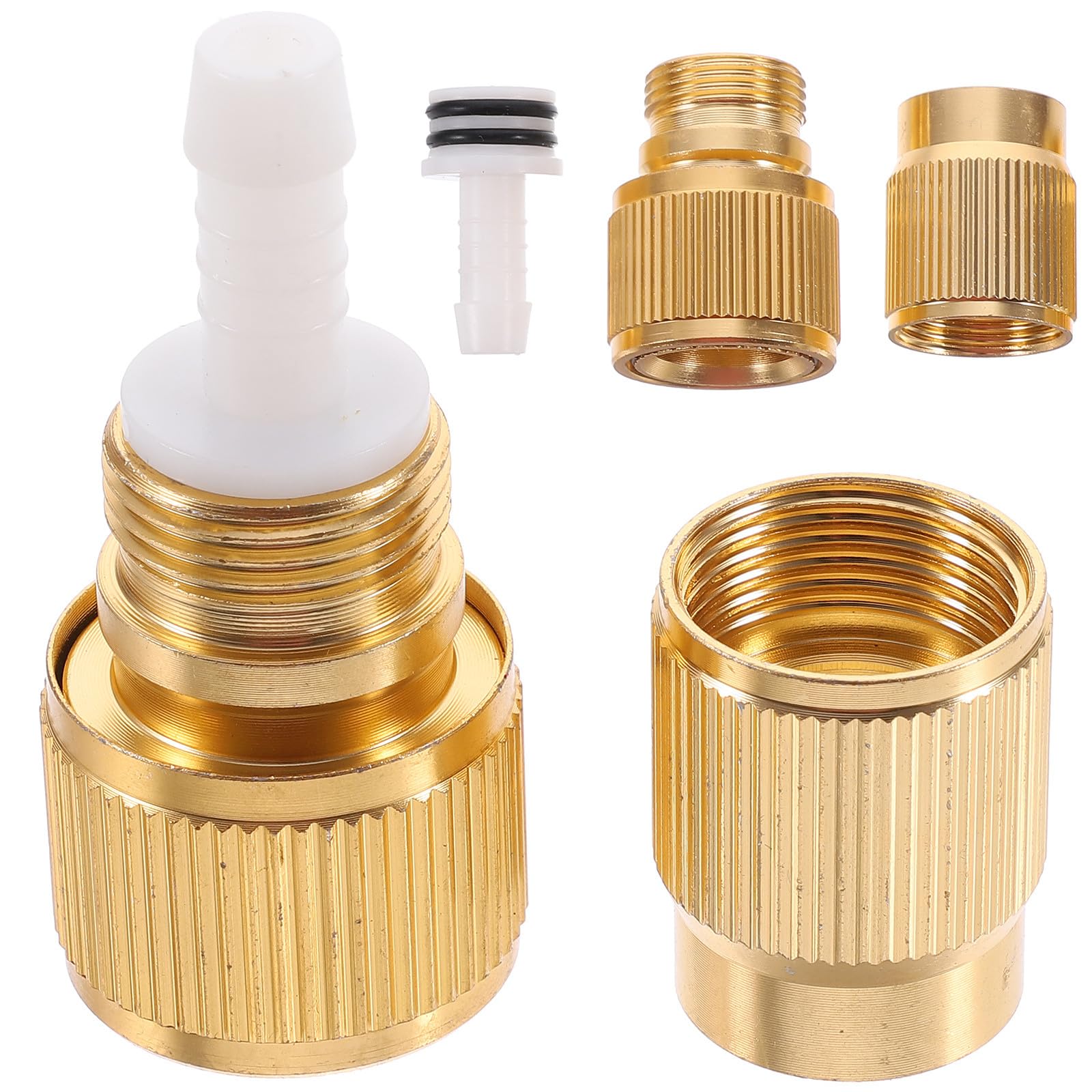 TOYANDONA 2 Pcs High Pressure Washer Quick Connect Adapter: Aluminum Alloy Plated Quick Connect Hose Fittings for 6mm Expanding Garden Water Hose, Car Washing & Outdoor Watering(Golden)