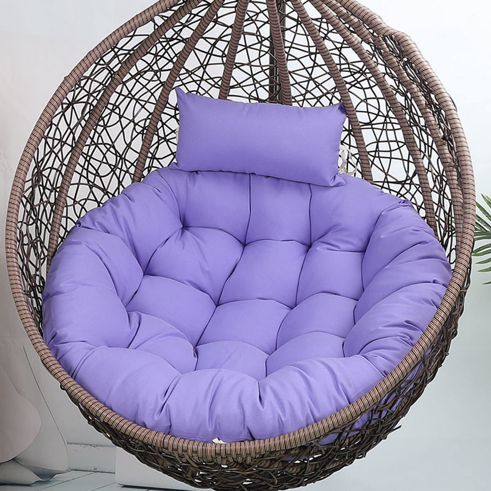 ITETONE Egg Chair Cushion, Thick Hanging Egg Chair Cushions,Soft Egg Swing Chair Cushion,with Cushions and Pillow Relaxing,for Chair Metal Stand Indoors or Outside(Size:120X105cm,Color:Purple)