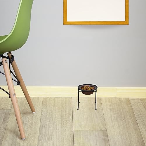 Miniatura 2 de Platinum Pets Bistro - Comedero individual con cuenco de acero inoxidable para gatosperros, tamaño XS, vena de cobre