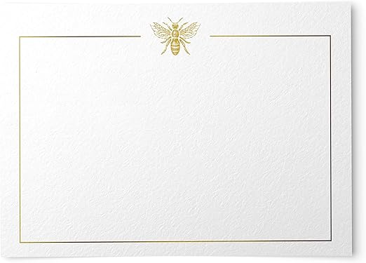 Dashleigh Gold Foil Bee Notecards - 50 Blank Cards with Envelopes 4x6 - Luxury Bee Themed Stationery for Thank You Notes & Gifts