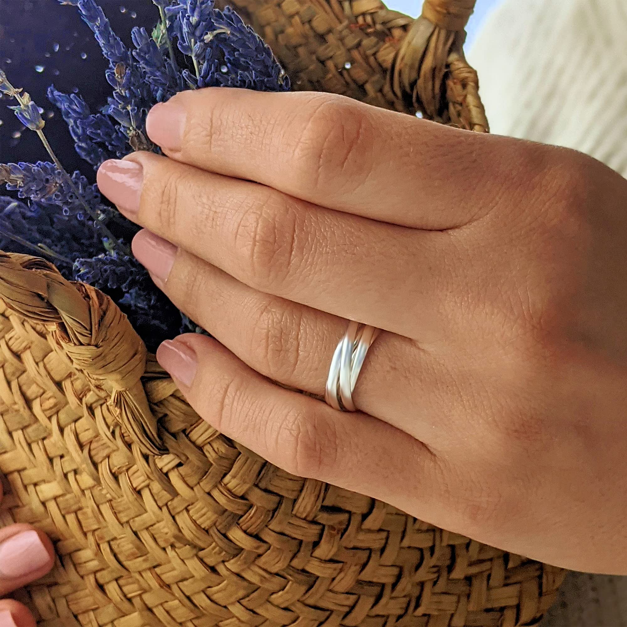 Silverly Anillos de Boda Estilo Ruso para Él y para Ella | Anillo Entrelazado de Cinco Bandas | Anillos Clásicos Multibanda de Plata de Ley 925 para Mujer | Alianza de Matrimonio para Novia o Novio