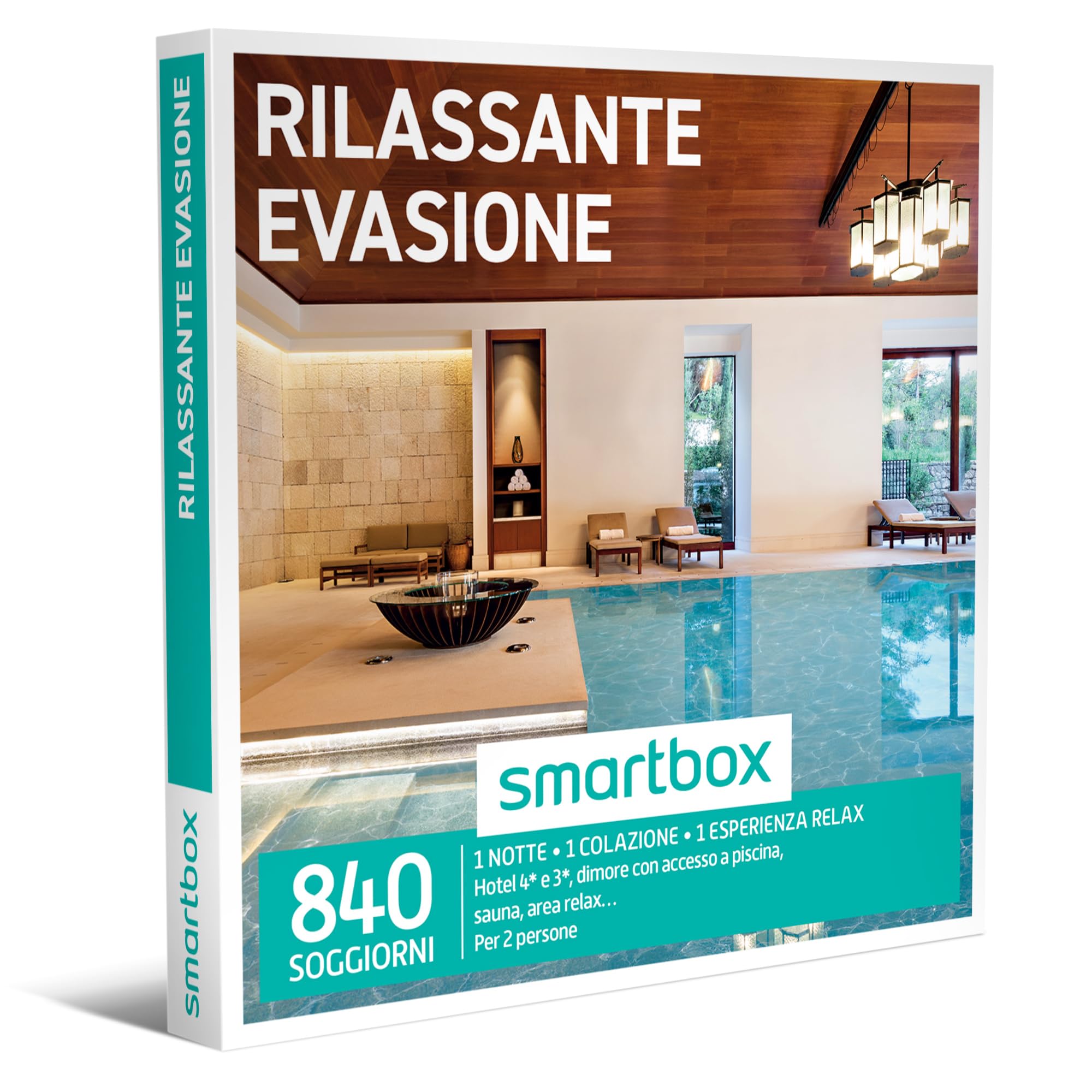 Smartbox - Cofanetto Regalo Rilassante evasione - Idea Regalo per la Coppia - Una Notte con Colazione e parentesi Relax per 2 Persone