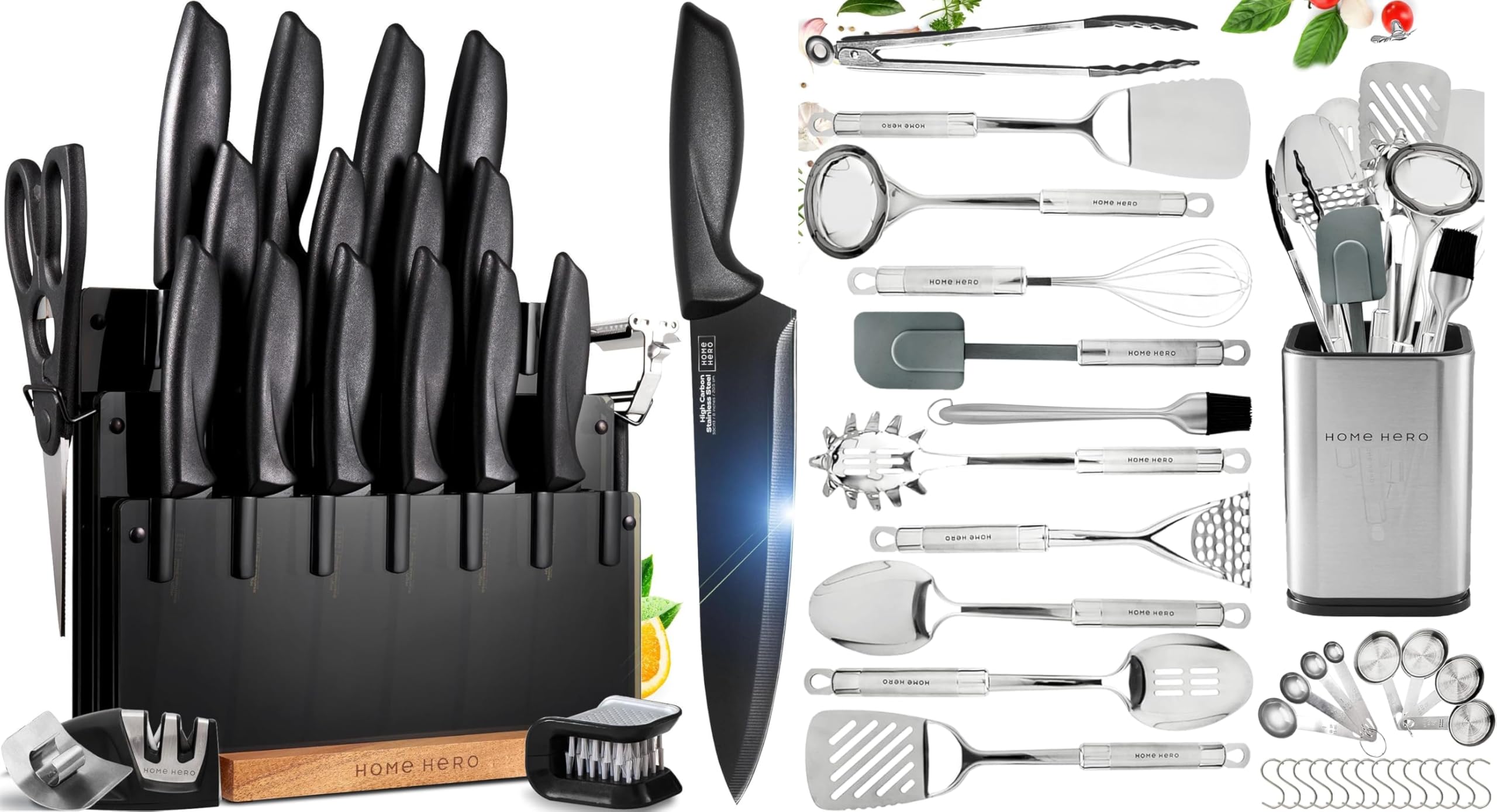 Home Hero20 Pcs Knife Set + 32 Pcs Stainless Steel Kitchen Utensils Set