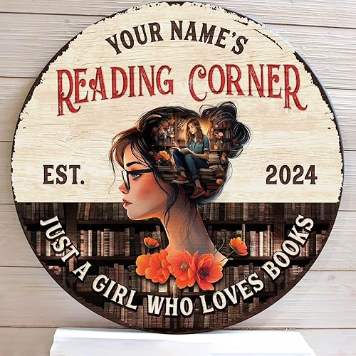 Miniatura 8 de Artsy Woodsy Letrero de madera de esquina de lectura personalizado (no tallado o neón), placa de pared, decoración de Book Nook Club Room Hideaway