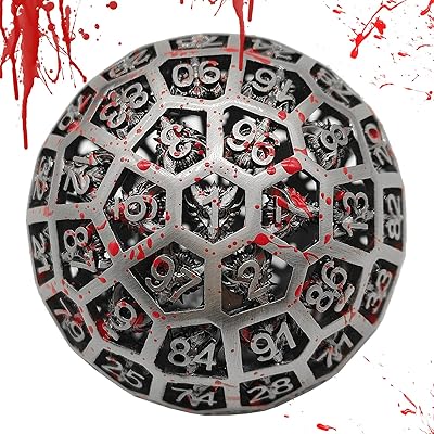 Metal Hollow DND D100 Sided Dice D&D Dungeons and Dragons MTG RPG Giant 100 Polyhedral Pathfinder Role Playing Dice Set Ac...