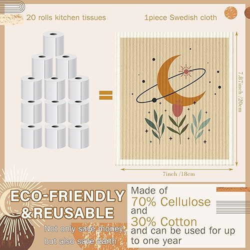 Miniatura 9 de 9 paños de cocina suecos absorbentes de cocina suecos flores de cerezo azul suaves reutilizables paños de cocina de secado rápido trapos de cocina